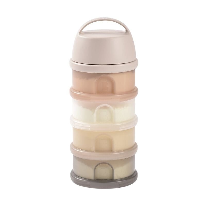 Beaba Boîte doseuse de lait translucide 4 compartiments empilables – Argile