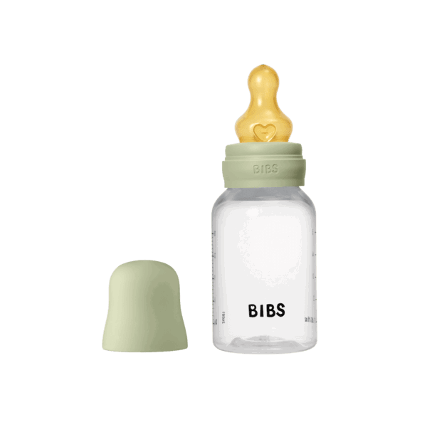 Bibs Biberon rond en plastique avec tétine en latex à débit lent 150ml – Sauge