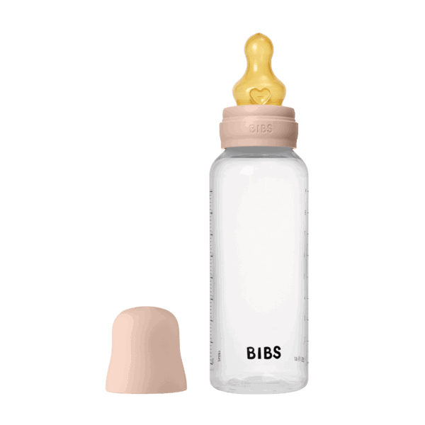 Bibs Biberon rond en plastique avec tétine en latex débit moyen 270ml – Rose poudré
