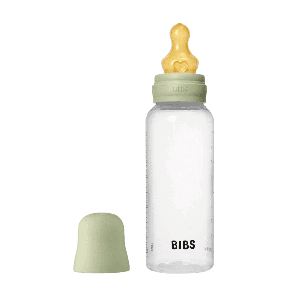 Bibs Biberon rond en plastique avec tétine en latex débit moyen 270ml – Sauge