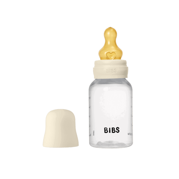Bibs Biberon rond en plastique avec tétine en latex à débit lent 150ml – Ivoire