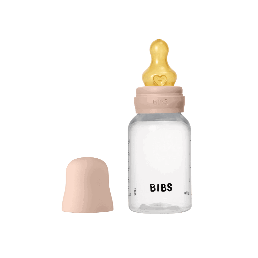 Bibs Biberon rond en plastique avec tétine en latex à débit lent 150ml – Rose poudré