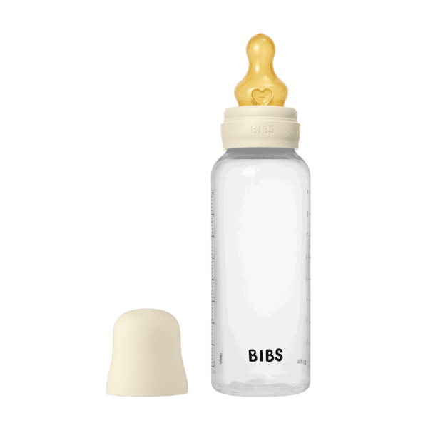 Bibs Biberon rond en plastique avec tétine en latex débit moyen 270ml – Ivoire