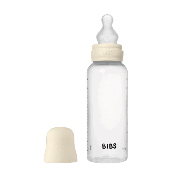 Bibs Biberon rond en plastique avec tétine en silicone débit moyen 270ml – Ivoire