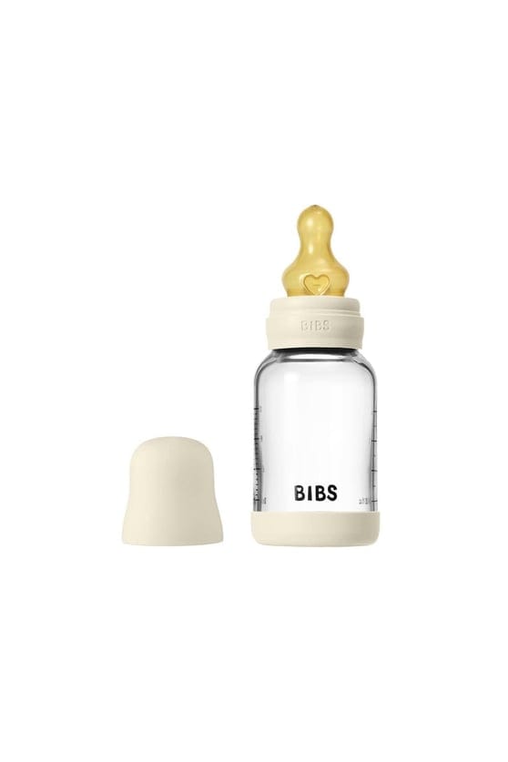 Bibs Biberon en verre rond avec tétine en latex à débit lent 120ml – Ivoire