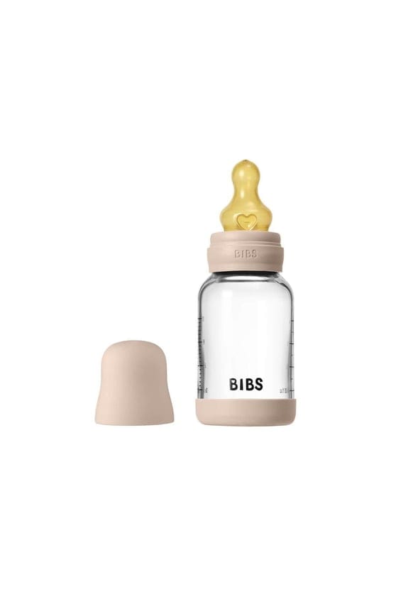 Bibs Biberon en verre rond avec tétine en latex à débit lent 120ml – Rose poudré