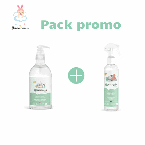 Pack Centifolia : Liquide vaisselle Bébé 500ml + Nettoyant Multiusages Bébé Toutes Surfaces 250ml