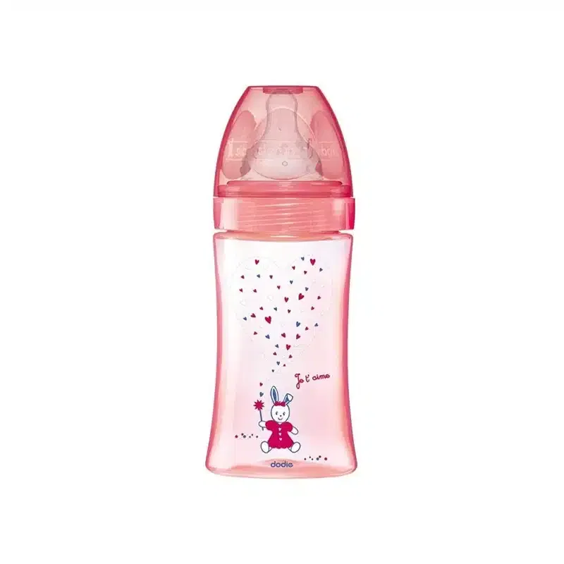 Dodie Biberon Tétine Ronde 3 Vitesses Anti-colique 0-6 mois 270ml – Rose