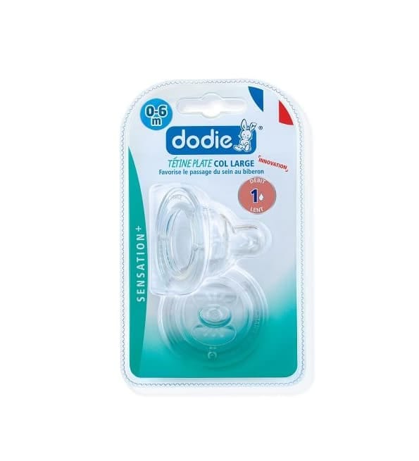 Dodie Sensation+ 2 Tétines Plate Col Large 0-6 Mois Débit 1 Lent