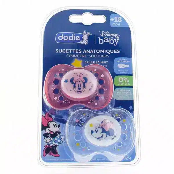 Dodie Lot de 2 sucettes anatomiques Disney Rose 18m+