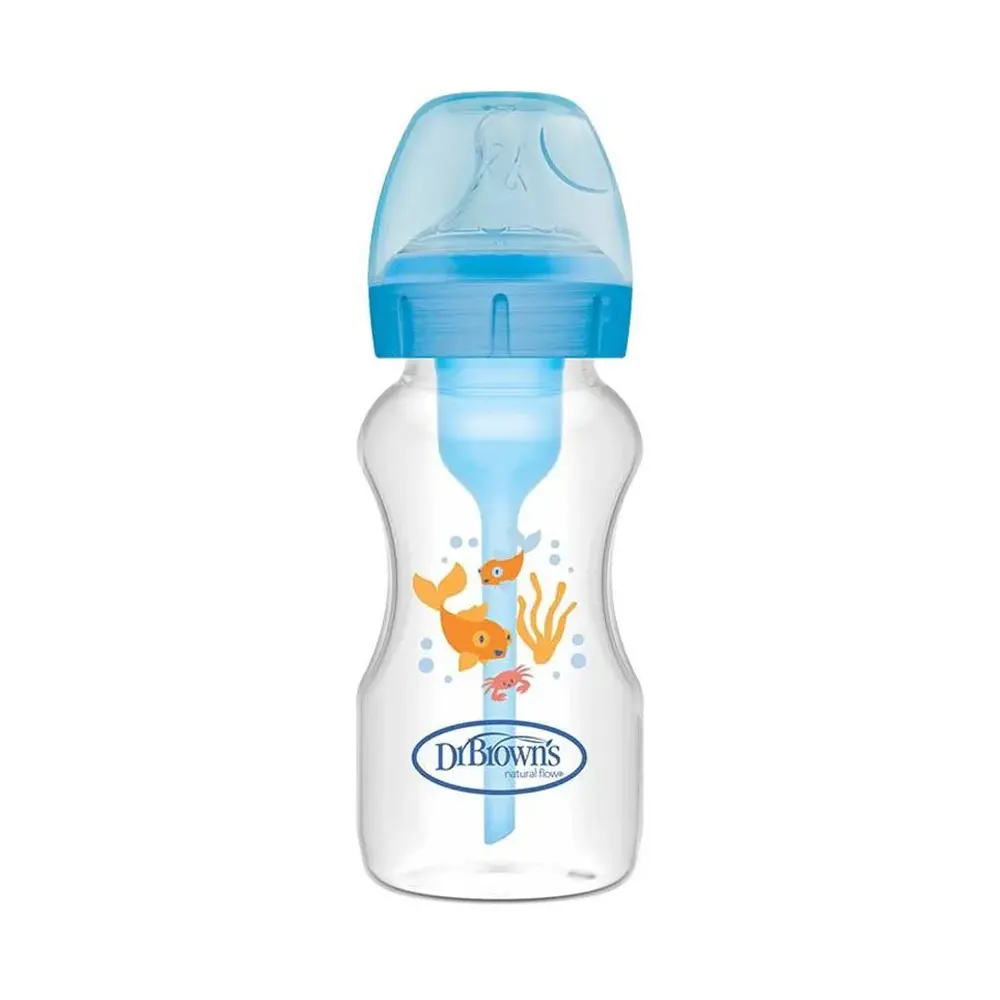 Dr. Brown’s Biberon Anti-Colique Options+ avec Col Large 270ml – Bleu