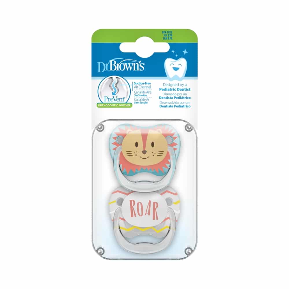 Dr.Brown’s Lot de 2 sucettes PreVent Lion/Roar 0-6mois
