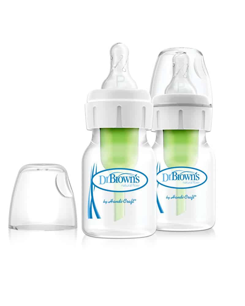 Dr. Brown’s Pack de 2 Biberons Anti-Colique Étroit avec Tétine pour Prématuré – 60ml