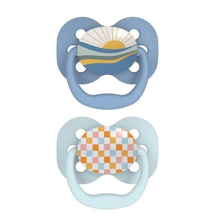Dr. Brown’s Lot de 2 Sucettes 0-6 Mois – Carreaux et Bleu