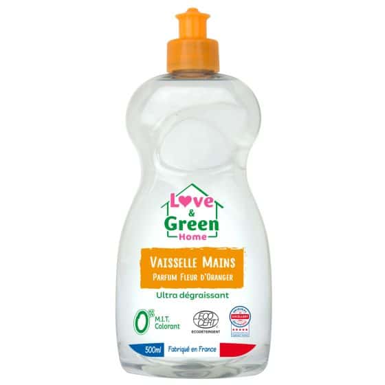 Love and Green Liquide vaisselle mains Parfum Fleur d’Oranger – 500ml