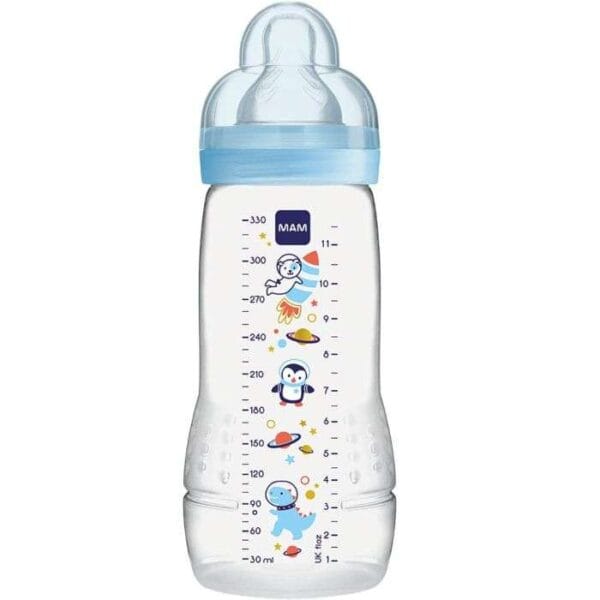 Mam Biberon Easy Active 2ème âge 330 ml Bleu