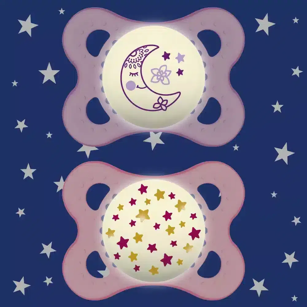 Mam Lot de 2 Sucettes Original Nuit 0-6mois Fille