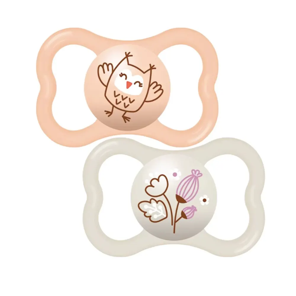 Mam Lot de 2 Sucettes Mini Air 6mois+ Orange/Beige