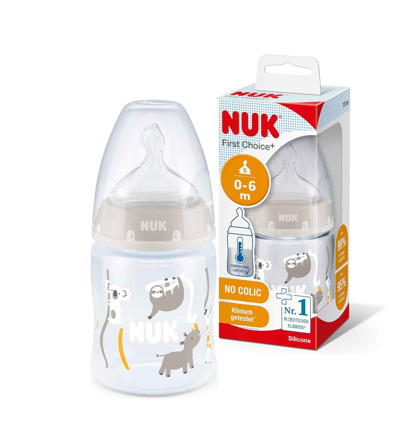 Nuk Biberon first choice+ Température control 150ml 0-6mois Gris