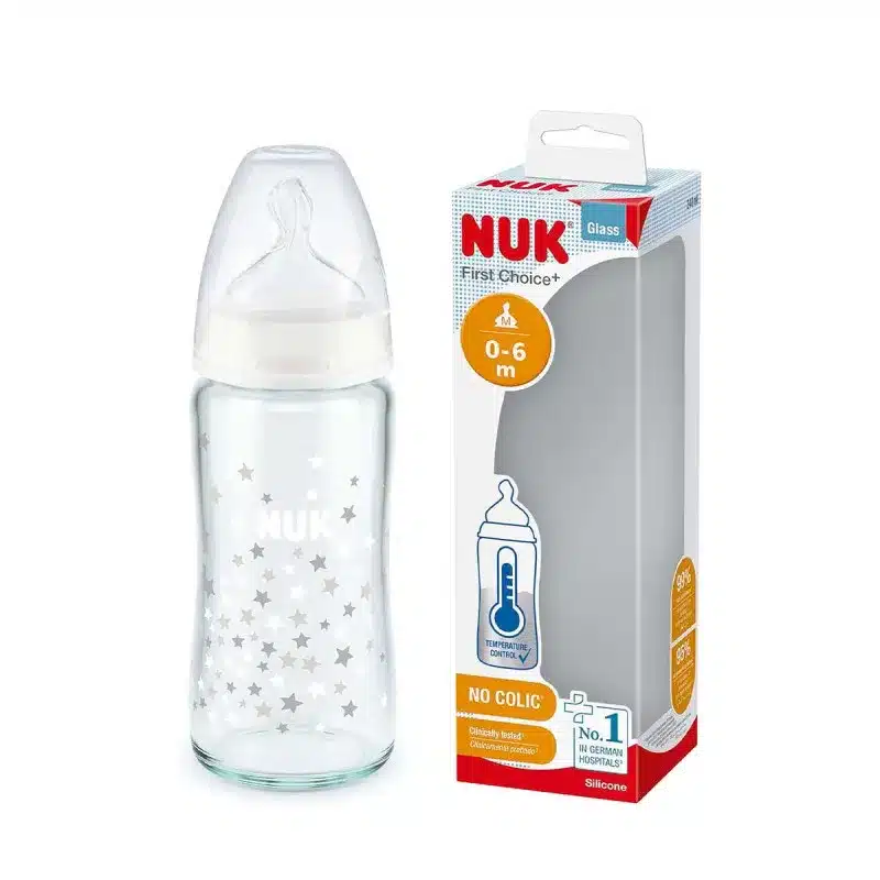 Nuk Biberon first choice+ Température control 240 ml en Verre – Blanc