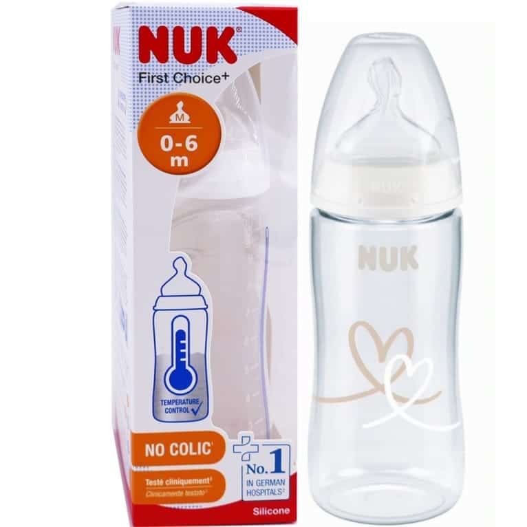 Nuk Biberon first choice+ Température control 300ml 0-6mois Cœur