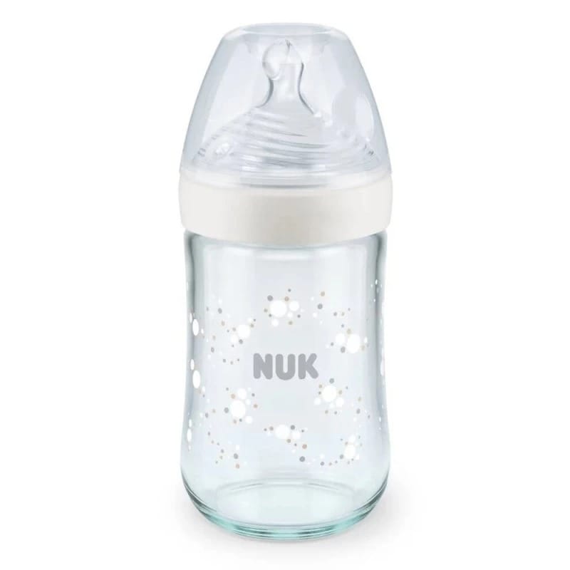 Nuk Biberon Nature Sense en Verre 240 ml – Blanc
