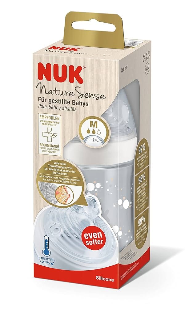 Nuk Biberon Nature Sense en Verre 240 ml – Blanc