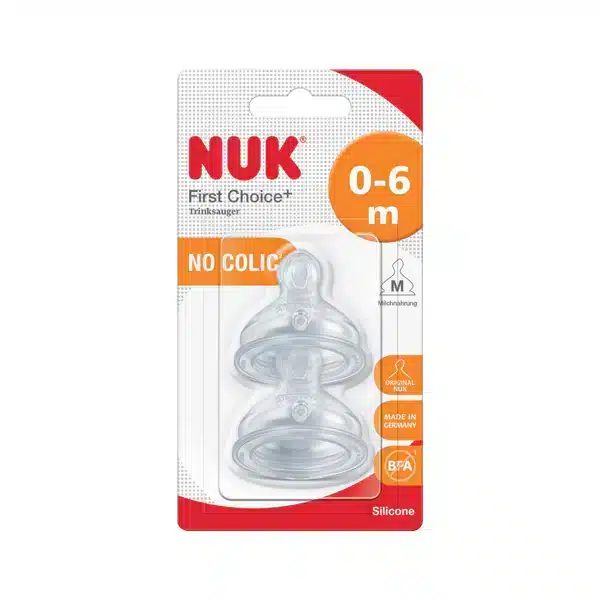 Nuk First Choice+ Tétine Anti-colic M 0-6 mois x2