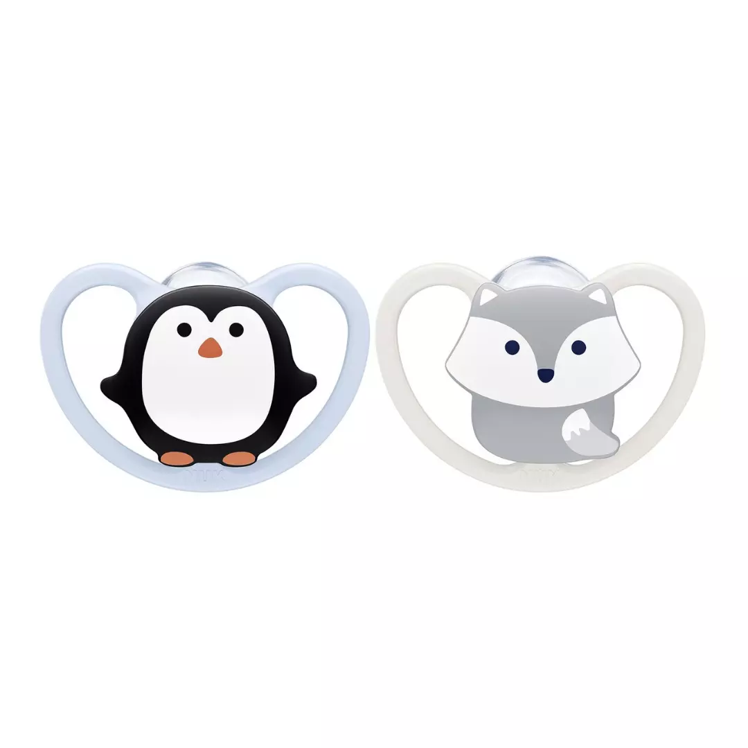 Nuk Space 2 Sucettes Silicone 0-6mois Pingouin/Renard