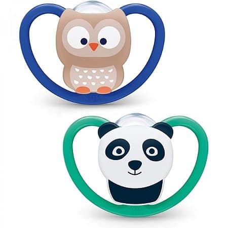 Nuk Space 2 Sucettes Silicone 18-36mois Hibou/Panda