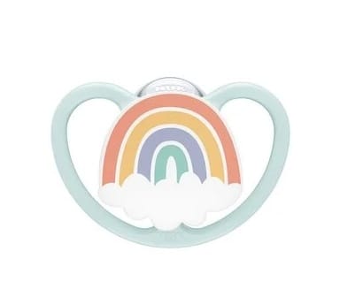 Nuk Sucette en silicone 0 à 6 mois – Arc en ciel