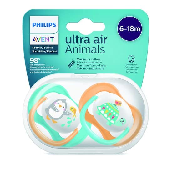 Philips Avent 2 sucettes Ultra Air Animals Garçon 6-18 mois