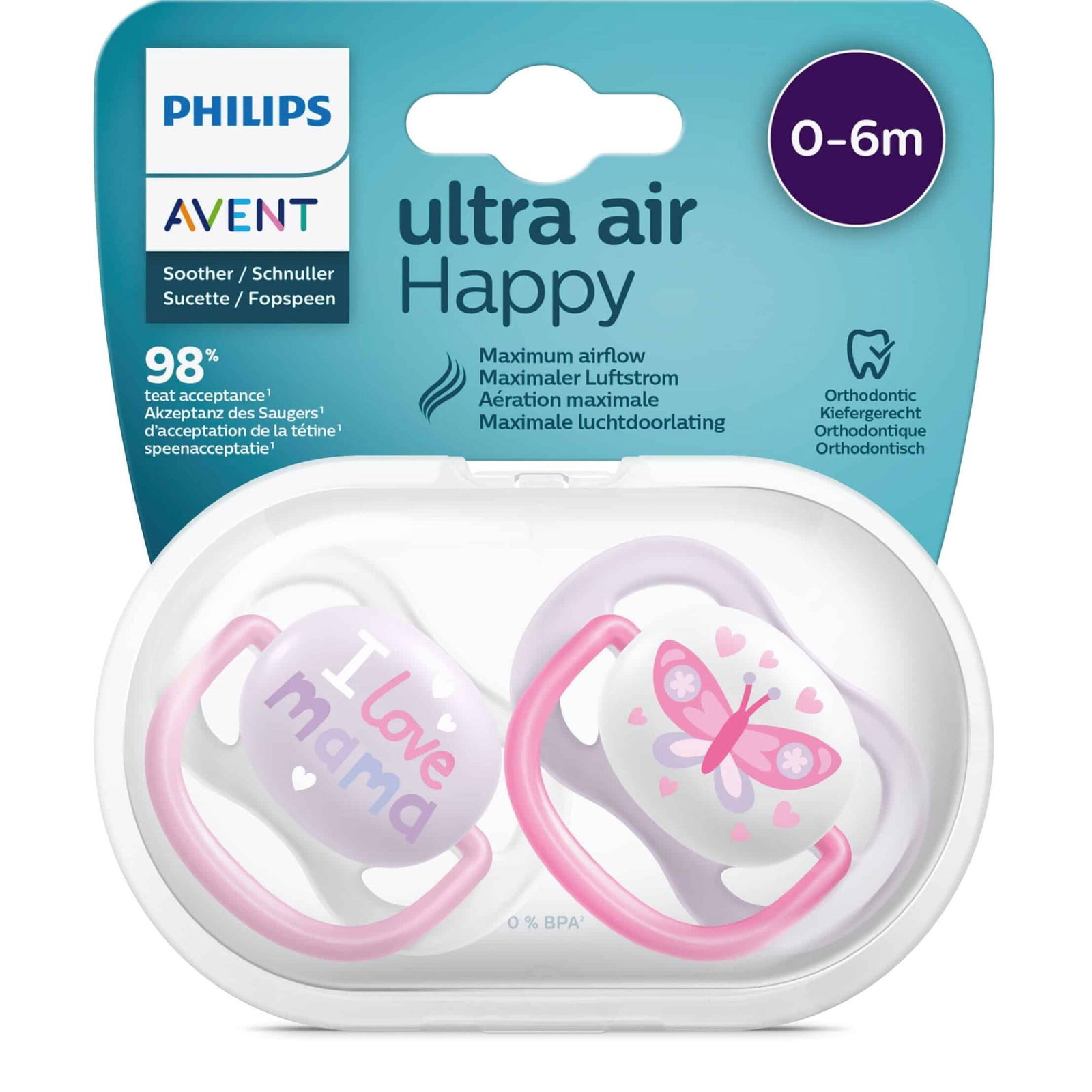 Philips Avent sucettes Ultra Air Happy 0-6 mois Fille