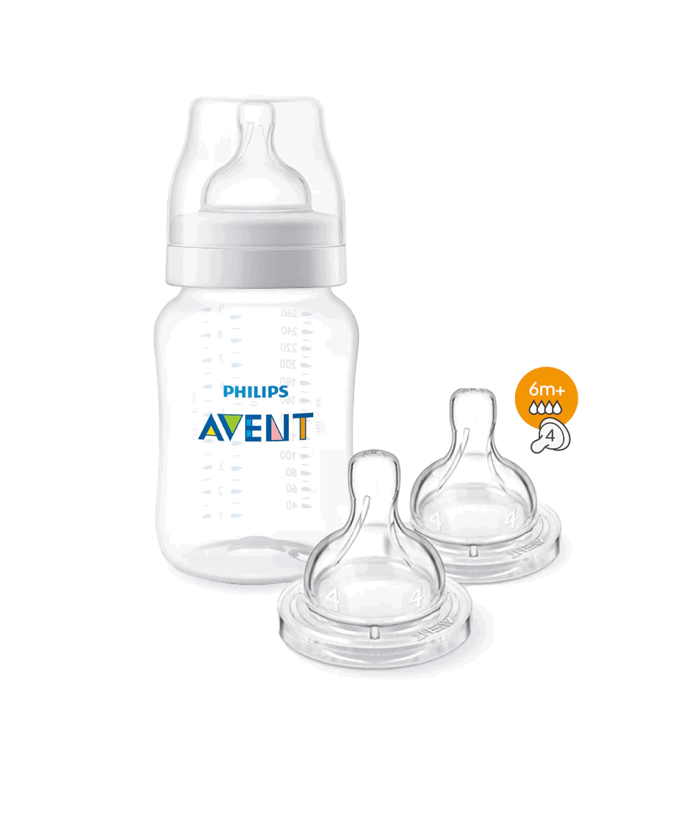 Philips Avent Biberon Anti-colic 260ml avec 2 Tétines 6m+ OFFERTES