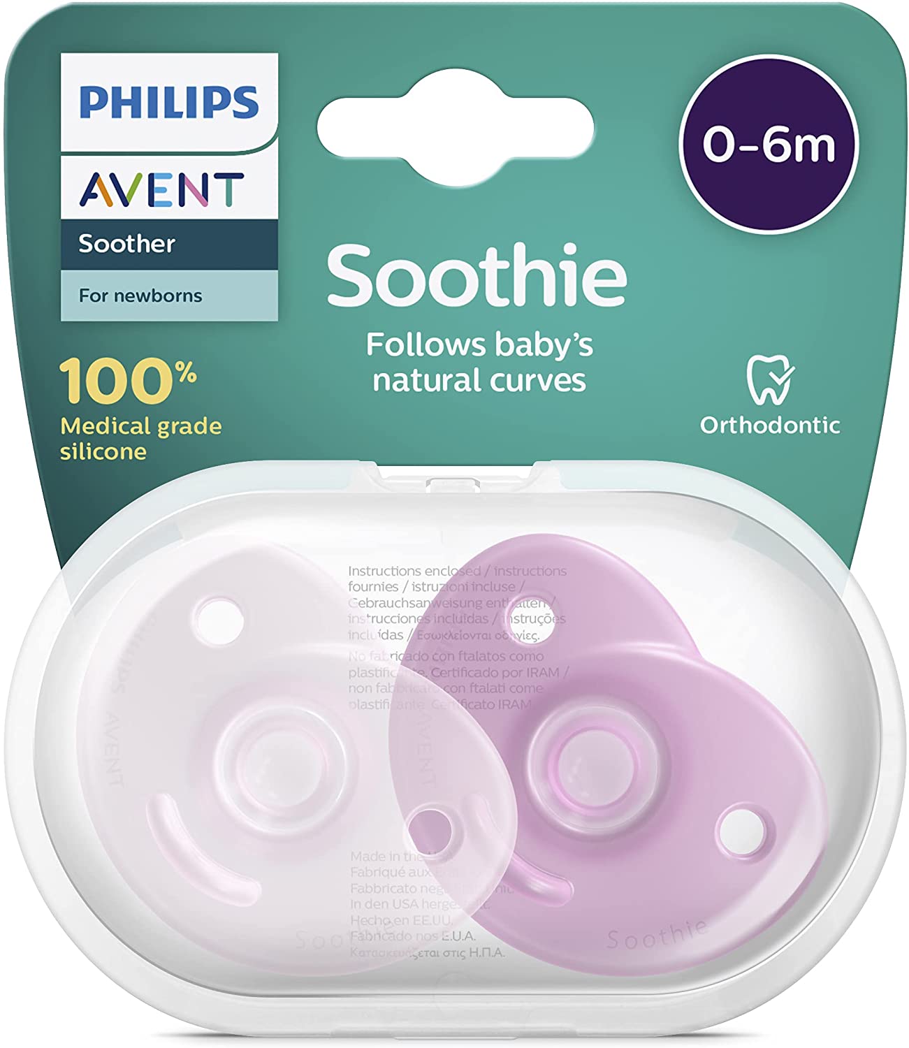 Philips Avent Soothie 2 Sucettes 0-6 Mois Fille