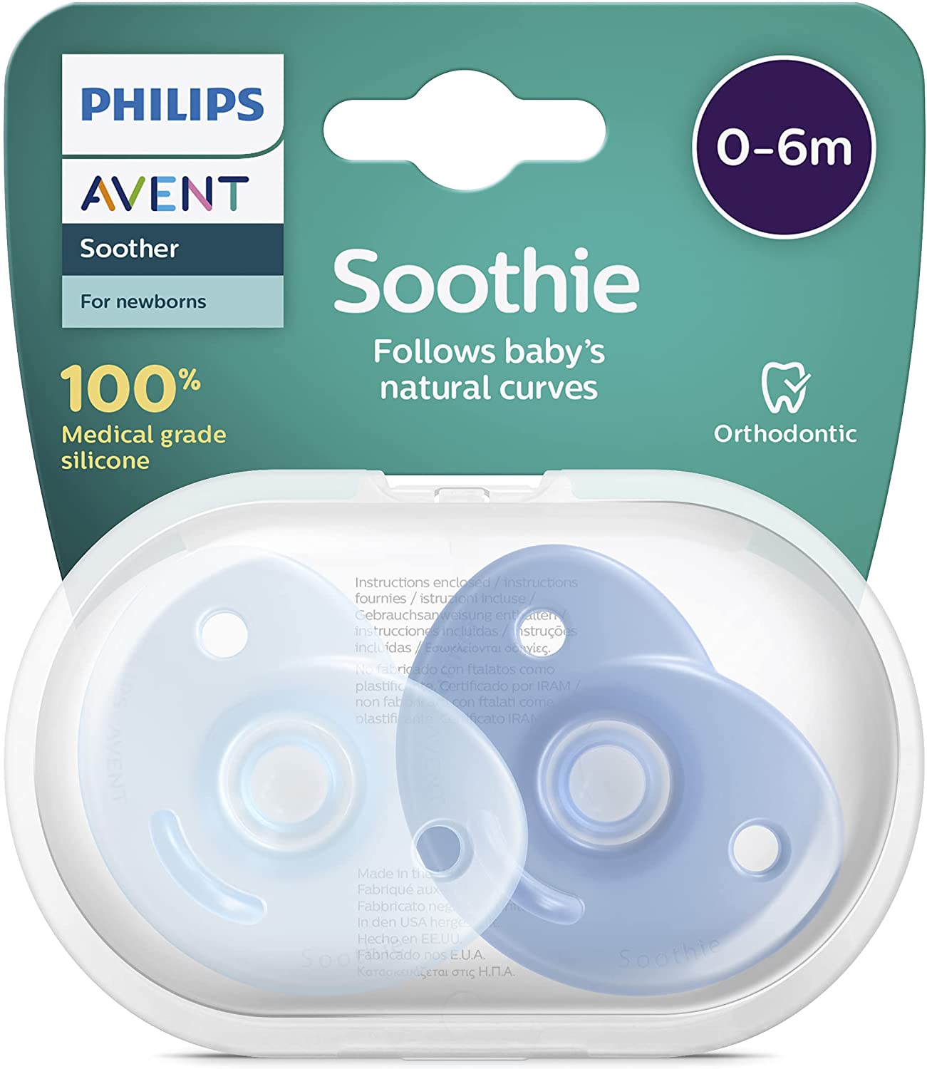 Philips Avent Soothie 2 Sucettes 0-6 Mois Garçon
