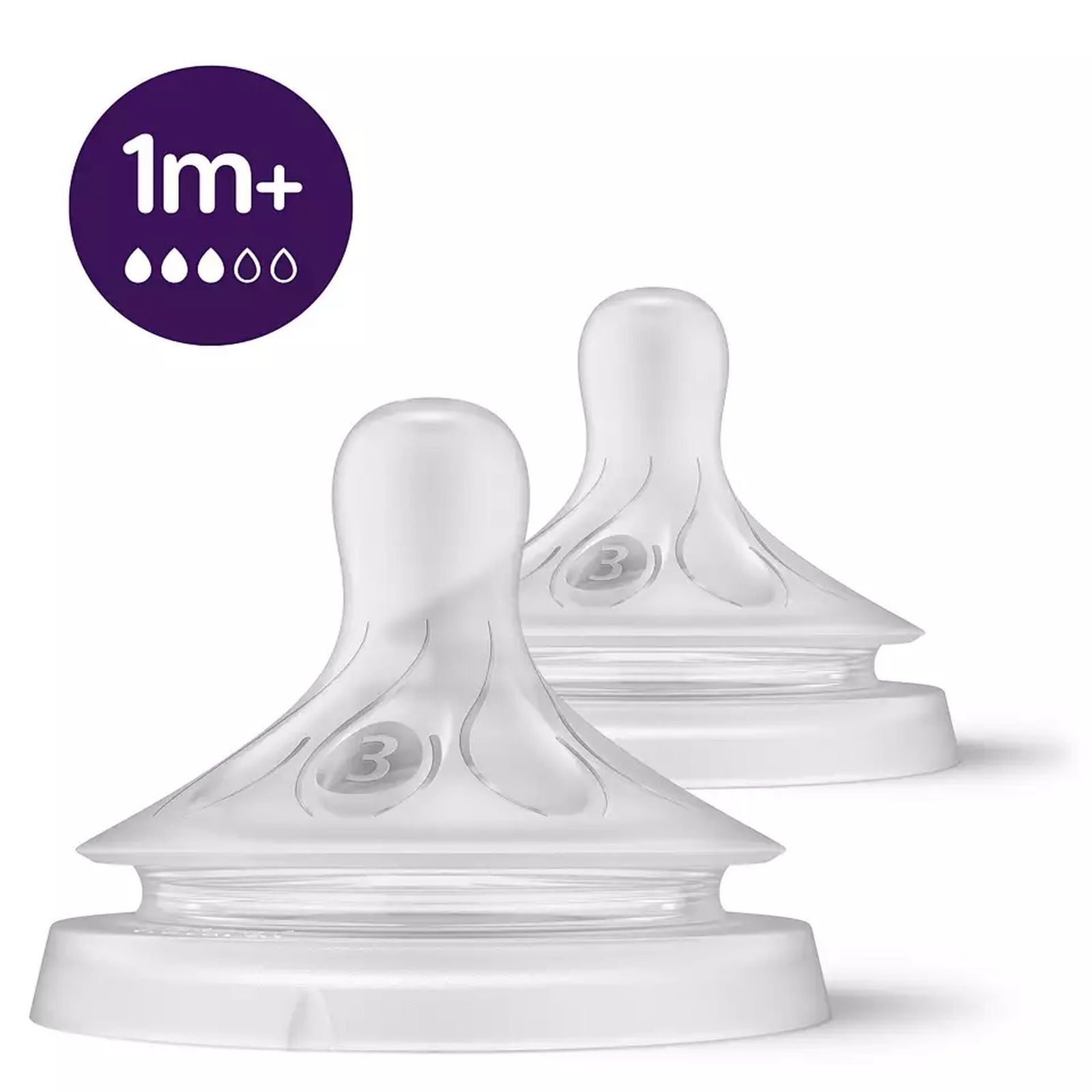 Philips Avent – Lot de 2 Tétines Natural Response Débit Lent (1m+)