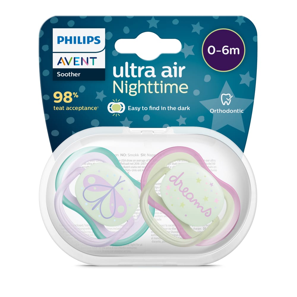Philips Avent Sucette Ultra Air Night 0-6m Fille