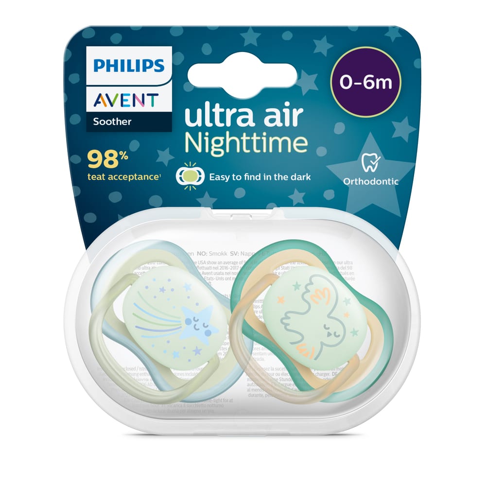 Philips Avent Sucette Ultra Air Night 0-6m Garçon