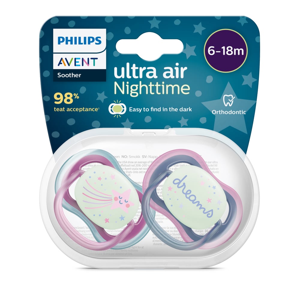 Philips Avent Sucette Ultra Air Night 6-18m Fille