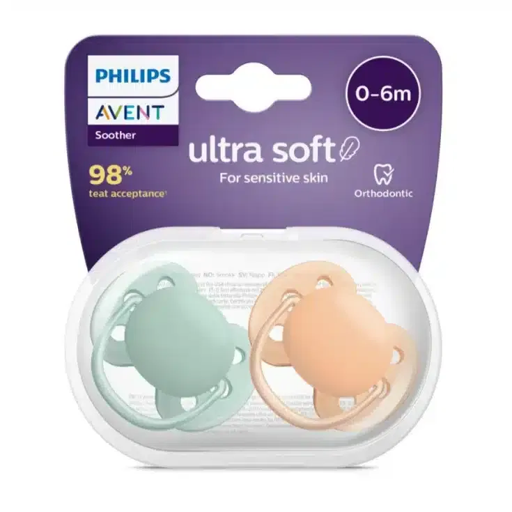 Philips Avent Sucette Ultra Soft 0-6m – vert orange