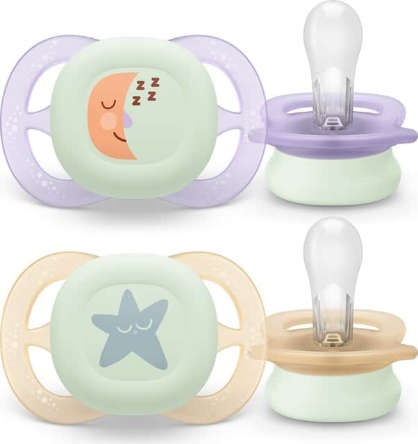 Philips Avent Sucette Ultra Star Night 0-2 mois Mauve-Jaune
