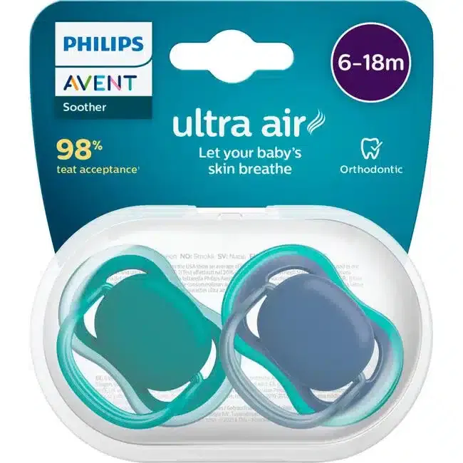 Philips Avent Sucettes Ultra Air Vert & Bleu – 6-18 mois
