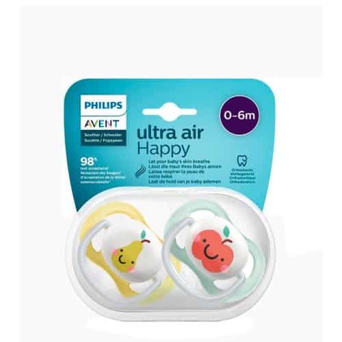 Philips Avent sucettes Ultra Air Happy 0-6 mois Pomme – Poire