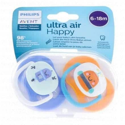 Philips Avent sucettes Ultra Air Happy Garçon 6‑18 mois Robot