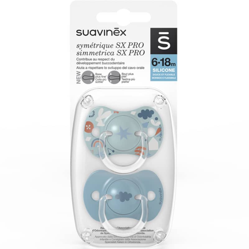 Suavinex 2 sucettes Symétriques SX Pro 6-18 mois Bleu