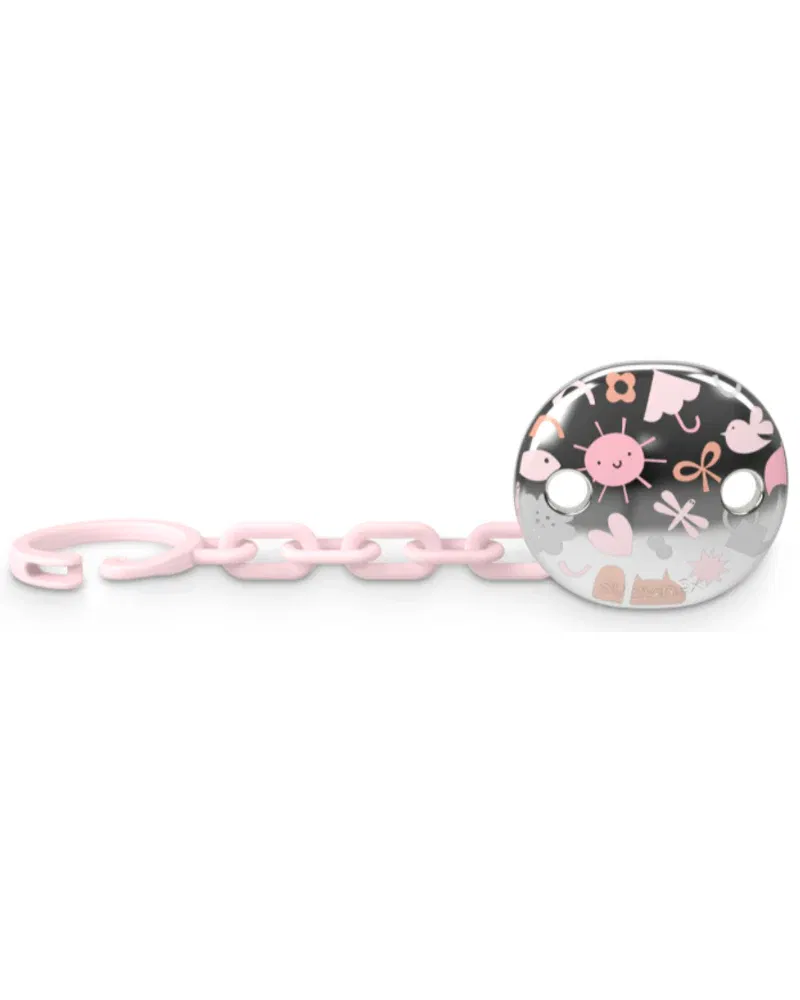 Suavinex Attache Sucette Argenté et Rose