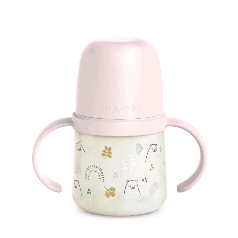 Suavinex biberon avec anses anti-colic 6mois+ 150ml rose