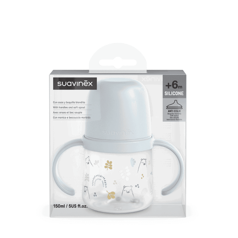 Suavinex Biberon avec anses anti-colic +6m 150 ml Bleu