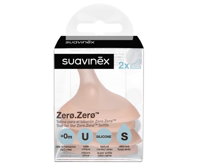 Suavinex Lot de 2 Tétines pour Biberon Zéro Zéro Débit Lent